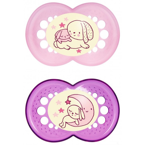 MAM CHUPETE ORIGINAL 16+ NIGHT LATEX 2UN rosa