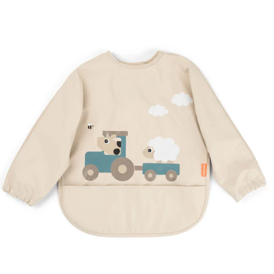 BABERO C/MANGAS Y BOLSILLO TINY FARM BEIGE