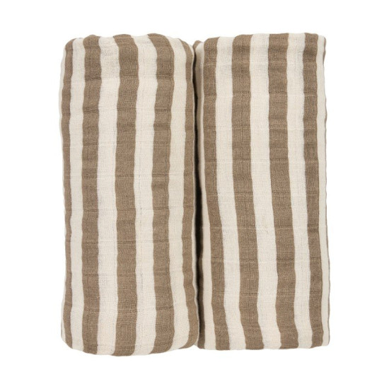 MUSELINA LAVADA GDE PACK DE 2 120x120 CM ME-FAT STRIPE TAUPE